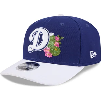Boné curvo azul e branco snapback 9SEVENTY Stretch Snap Flower da Los Angeles Dodgers MLB da New Era