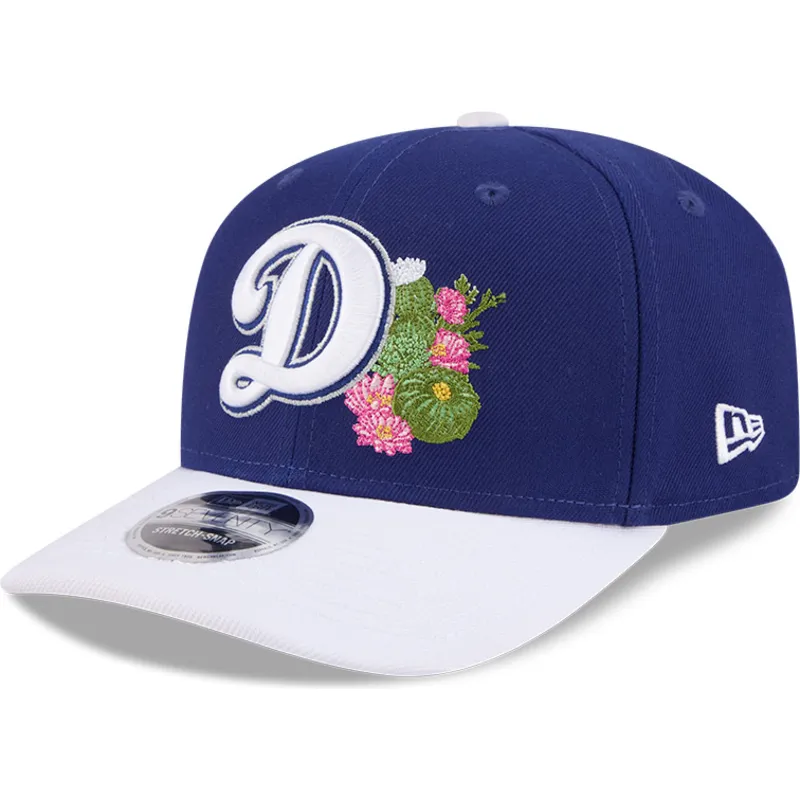 bone-curvo-azul-e-branco-snapback-9seventy-stretch-snap-flower-da-los-angeles-dodgers-mlb-da-new-era