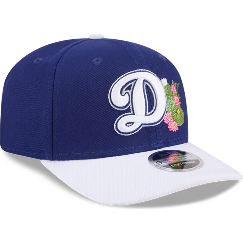 bone-curvo-azul-e-branco-snapback-9seventy-stretch-snap-flower-da-los-angeles-dodgers-mlb-da-new-era