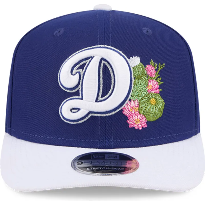 bone-curvo-azul-e-branco-snapback-9seventy-stretch-snap-flower-da-los-angeles-dodgers-mlb-da-new-era