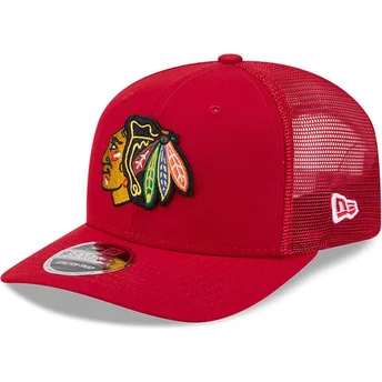 Boné trucker vermelho 9SEVENTY Stretch Snap EG da Chicago Blackhawks NHL da New Era