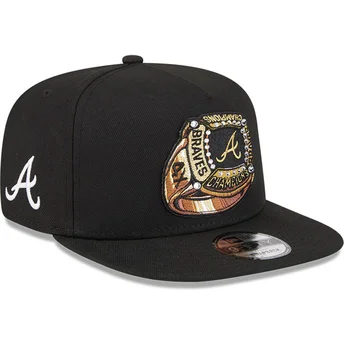 Boné plano preto snapback 9FIFTY A Frame Ring da Atlanta Braves MLB da New Era