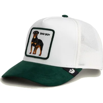 Boné trucker branco e verde cão rottweiler Microsuede Bad Boy The Farm da Goorin Bros.