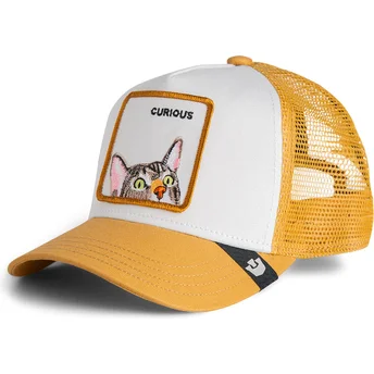 Boné trucker castanho para criança gato Curious Cat Mini The Farm da Goorin Bros.