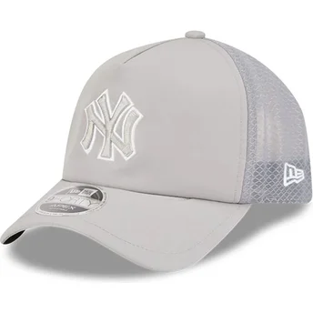 Boné trucker cinza com logo cinza 9FORTY APEX Batting Practice da New York Yankees MLB da New Era
