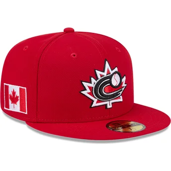 Boné plano vermelho justo 59FIFTY Canada 2026 World Baseball Classic da New Era