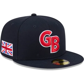 Boné plano azul marinho justo 59FIFTY Great Britain 2026 World Baseball Classic da New Era