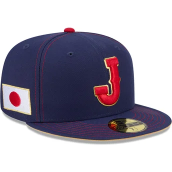 Boné plano azul marinho justo 59FIFTY Japan 2026 World Baseball Classic da New Era