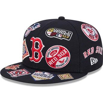 Boné plano azul marinho justo 59FIFTY All Over da Boston Red Sox MLB da New Era
