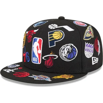 Boné plano preto justo 59FIFTY All Over da NBA da New Era