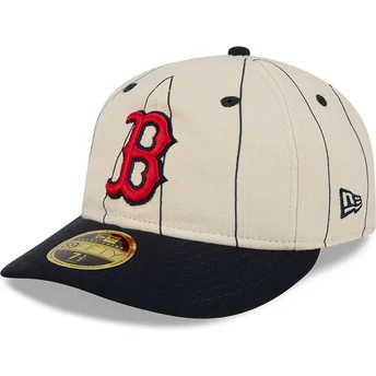 Boné curvo bege justo 59FIFTY Retro Crown Linen da Boston Red Sox MLB da New Era