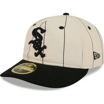 Boné plano bege justo 59FIFTY Retro Crown Linen da Chicago White Sox MLB da New Era