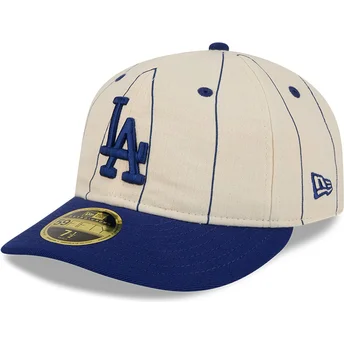 Boné curvo bege justo 59FIFTY Retro Crown Linen da Los Angeles Dodgers MLB da New Era