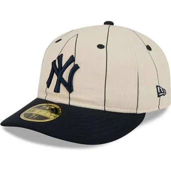 Boné curvo bege justo 59FIFTY Retro Crown Linen da New York Yankees MLB da New Era
