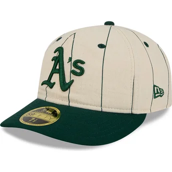 Boné curvo bege justo 59FIFTY Retro Crown Linen da Oakland Athletics MLB da New Era