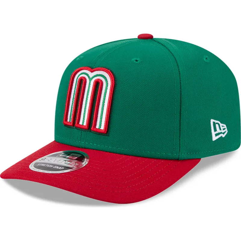 bone-curvo-verde-e-vermelho-snapback-9seventy-stretch-snap-mexico-2026-world-baseball-classic-da-new-era