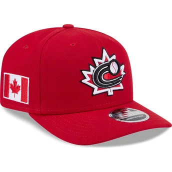 Boné curvo vermelho snapback 9SEVENTY Stretch Snap Canada 2026 World Baseball Classic da New Era