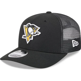 Boné trucker preto 9SEVENTY Stretch Snap Evergreen da Pittsburgh Penguins NHL da New Era