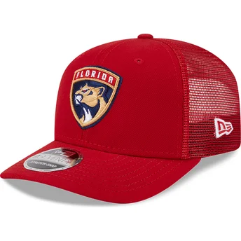 Boné trucker vermelho 9SEVENTY Stretch Snap Evergreen da Florida Panthers NHL da New Era