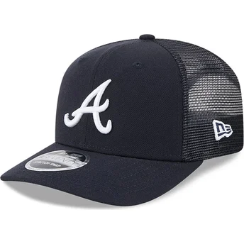 Boné trucker azul marinho 9SEVENTY Stretch Snap Evergreen da Atlanta Braves MLB da New Era