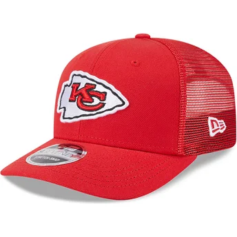 Boné trucker vermelho 9SEVENTY Stretch Snap Evergreen da Kansas City Chiefs NFL da New Era