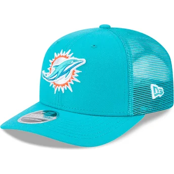 Boné trucker azul 9SEVENTY Stretch Snap Evergreen da Miami Dolphins NFL da New Era