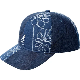 Boné curvo azul marinho ajustável Denim Mashup Medium Blue Floral da Kangol