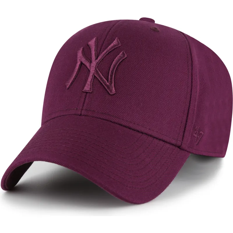 bone-curvo-grena-snapback-com-logo-grena-mvp-da-new-york-yankees-mlb-da-47-brand