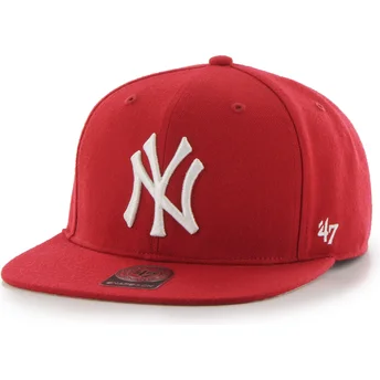 Boné plano vermelho snapback Captain No Shot da New York Yankees MLB da 47 Brand
