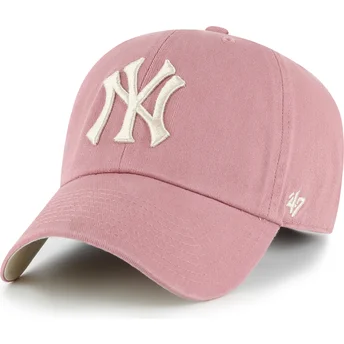 Boné curvo rosa ajustável Clean Up Ballpark da New York Yankees MLB da 47 Brand
