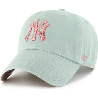 Boné curvo verde ajustável com logo rosa Clean Up Ballpark da New York Yankees MLB da 47 Brand