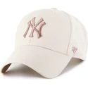 bone-curvo-bege-snapback-com-logo-castanho-mvp-ballpark-da-new-york-yankees-mlb-da-47-brand