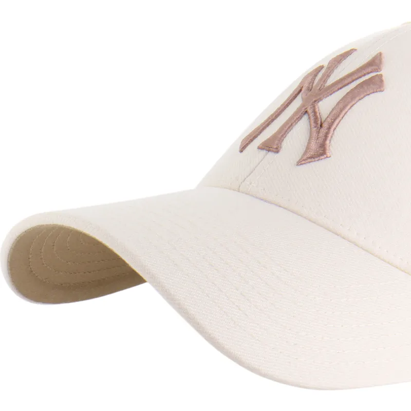 bone-curvo-bege-snapback-com-logo-castanho-mvp-ballpark-da-new-york-yankees-mlb-da-47-brand