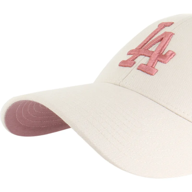 bone-curvo-bege-snapback-com-logo-rosa-mvp-ballpark-da-los-angeles-dodgers-mlb-da-47-brand