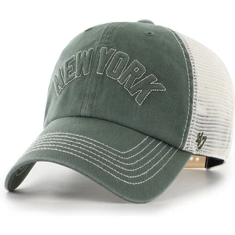 Boné trucker verde Clean Up Trailer Script Mesh da New York Yankees MLB da 47 Brand