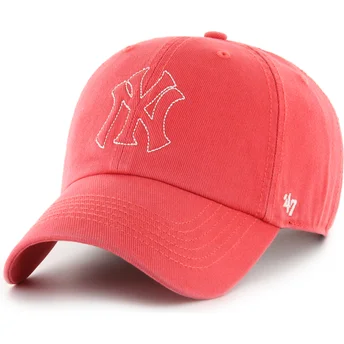 Boné curvo vermelho ajustável Clean Up Trailer da New York Yankees MLB da 47 Brand