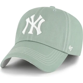 Boné curvo verde ajustável Clean Up Contrast Stitch da New York Yankees MLB da 47 Brand