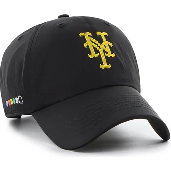 Boné curvo preto ajustável Clean Up Eight Bit Hero da New York Mets MLB da 47 Brand