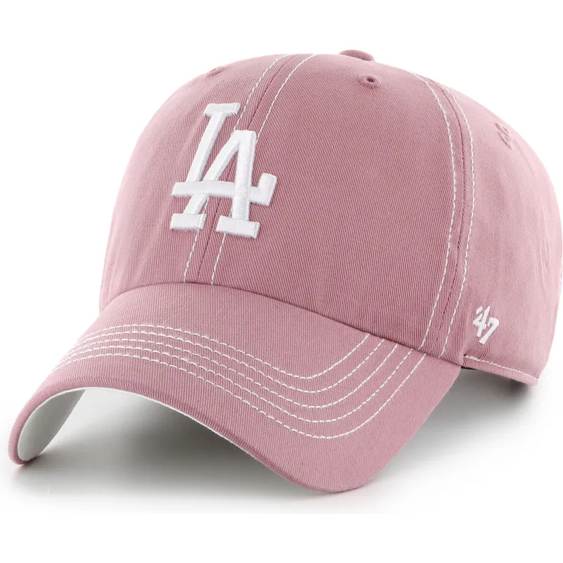 bone-curvo-rosa-ajustavel-clean-up-contrast-stitch-da-los-angeles-dodgers-mlb-da-47-brand