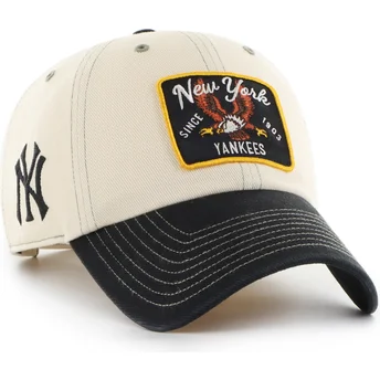 Boné curvo bege e preto ajustável Clean Up Keepsake da New York Yankees MLB da 47 Brand