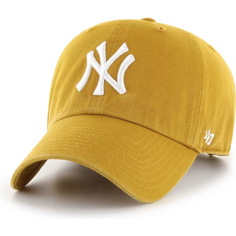 bone-curvo-amarelo-ajustavel-clean-up-flat-gold-da-new-york-yankees-mlb-da-47-brand