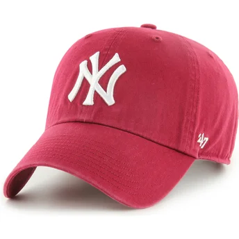 Boné curvo vermelho escuro ajustável Clean Up da New York Yankees MLB da 47 Brand