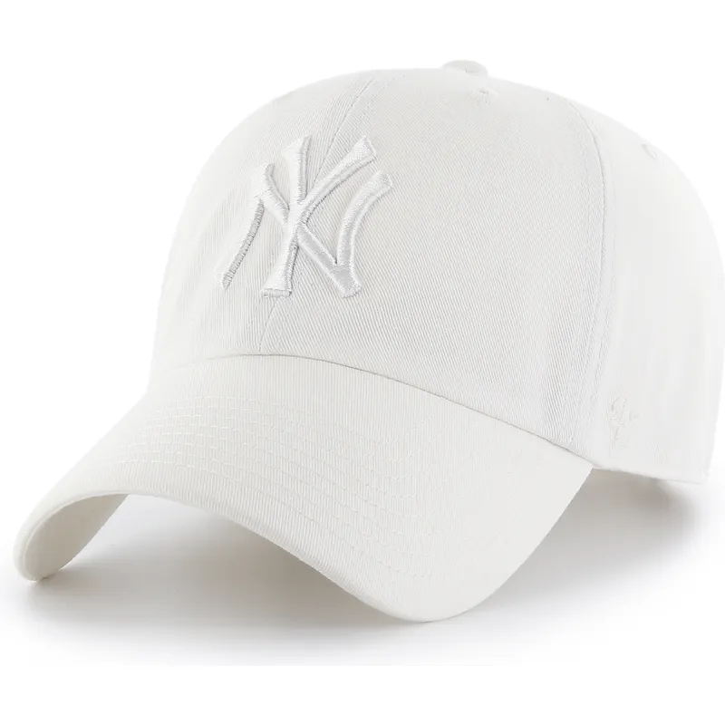 bone-curvo-branco-com-logo-branco-ajustavel-clean-up-da-new-york-yankees-mlb-da-47-brand