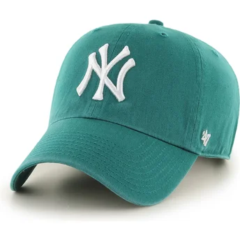 Boné curvo verde ajustável Clean Up Tailgate Teal da New York Yankees MLB da 47 Brand