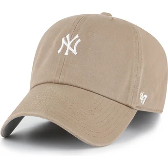 Boné curvo castanho ajustável Clean Up Base Runner da New York Yankees MLB da 47 Brand