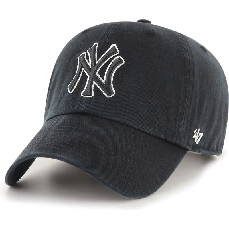 bone-curvo-preto-ajustavel-clean-up-no-loop-label-da-new-york-yankees-mlb-da-47-brand