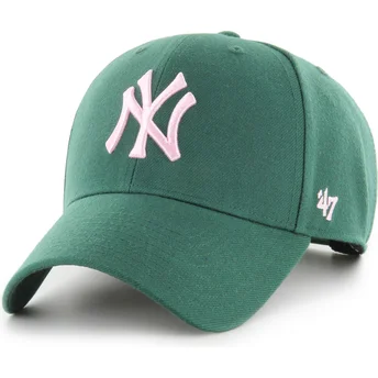 Boné curvo verde snapback com logo rosa MVP da New York Yankees MLB da 47 Brand