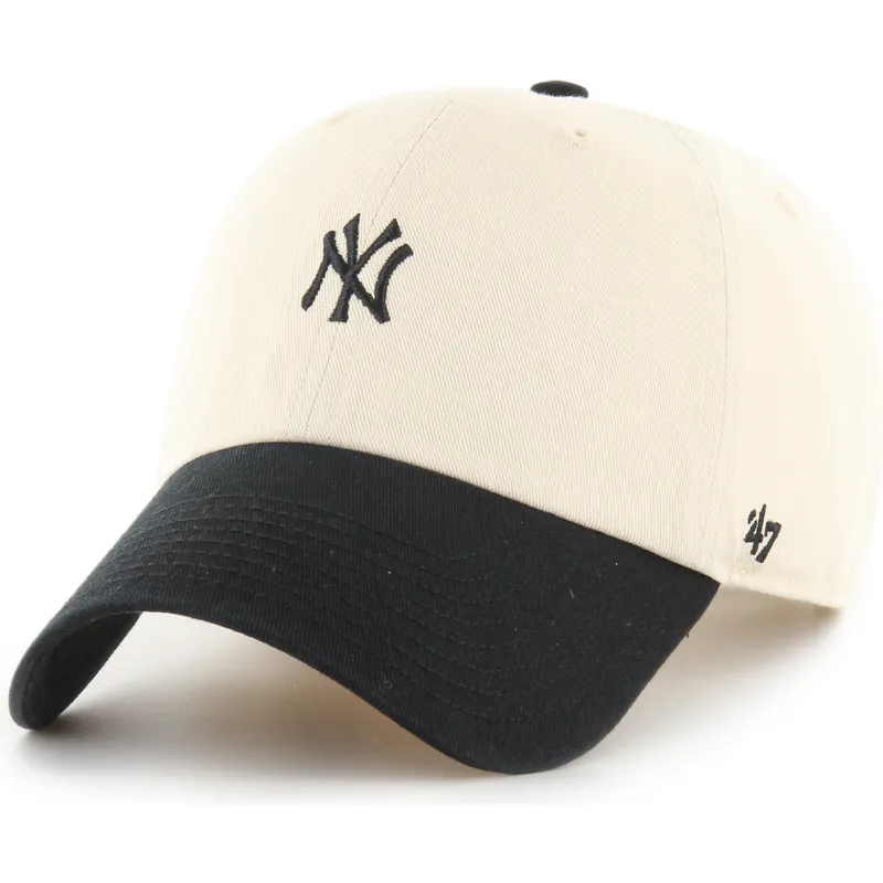 bone-curvo-bege-e-preto-ajustavel-clean-up-base-runner-two-tone-da-new-york-yankees-mlb-da-47-brand