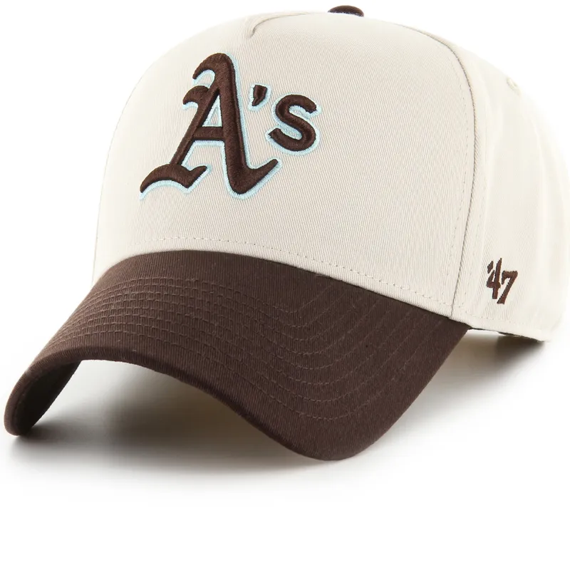 bone-curvo-bege-e-castanho-snapback-mvp-dt-sure-shot-two-tone-cotton-da-oakland-athletics-mlb-da-47-brand