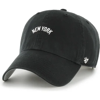 Boné curvo preto ajustável Clean Up Base Runner Script da New York Yankees MLB da 47 Brand